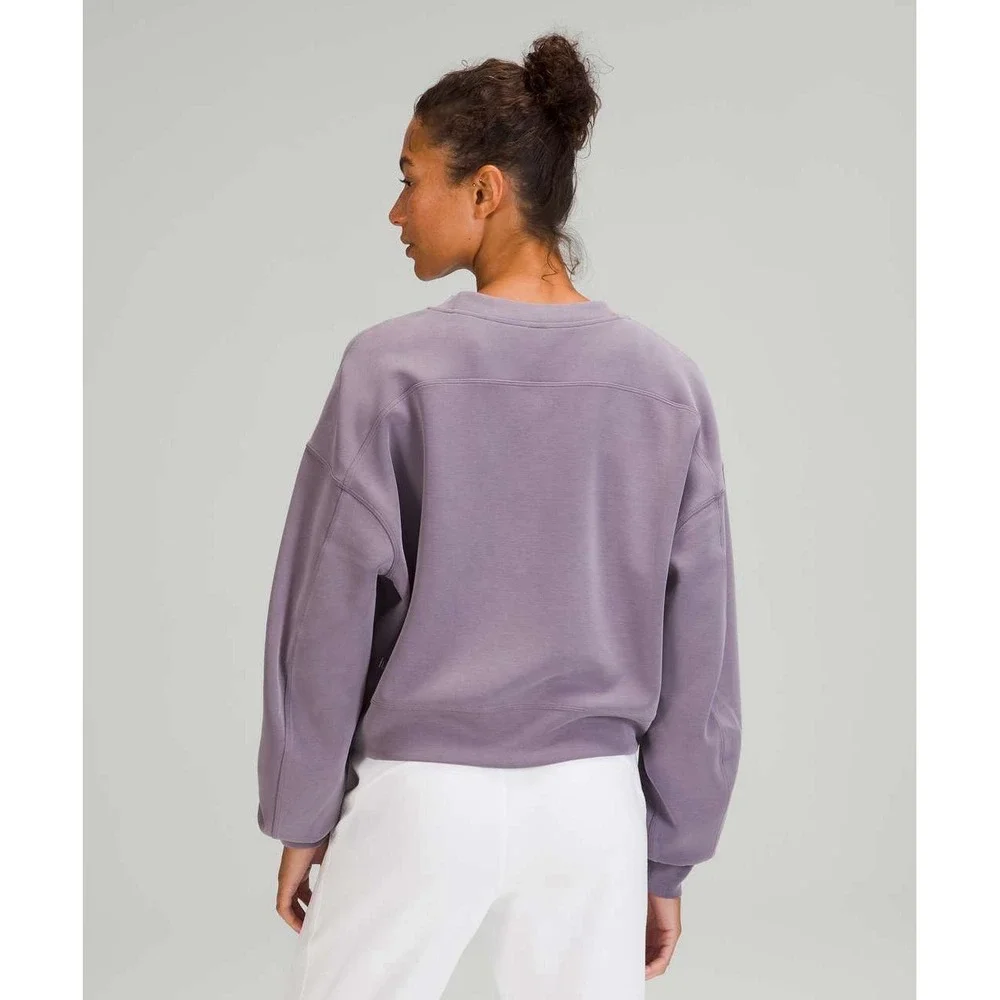 LULULEMON Softstreme Perfectly Oversized Crop Sweatshirt Sz ~2 Purple Lavender